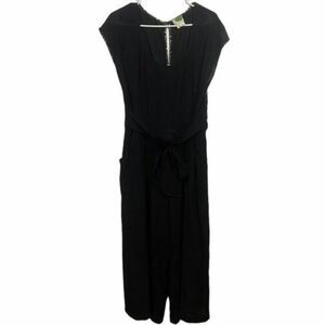 Anthropologie Plus Size Black Tie Waist Jumpsuit
